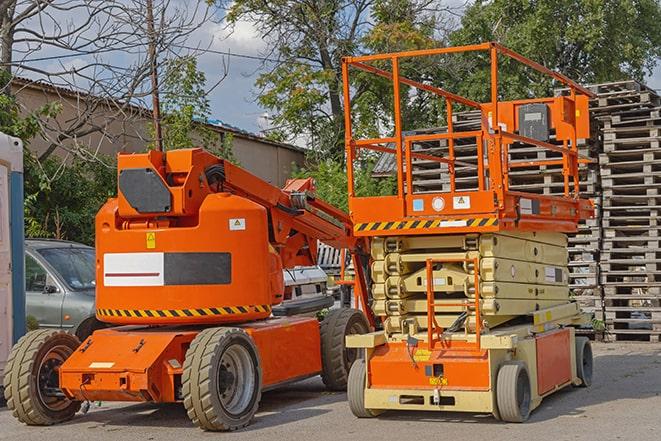 warehouse forklift handling large cargo in Tequesta